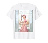 Chic Parigi Lady Torre Eiffel Parigi Francia Vintage Donne Maglietta