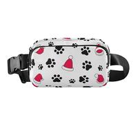 Chic Paw - Marsupio impermeabile da donna, con motivo a zampe, colore: bianco, 20,3 x 13,5 x 5,8 cm, divertente, con zampa bianca, 20,3 x 13,5 x 5,8 cm, divertente e carino, Chic Paw Bianco, 8 x 5.3 x