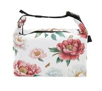 Chic Peonies - Borsa per il pranzo da donna, impermeabile, grande, per campeggio all'aperto