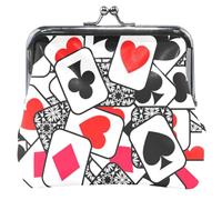 Chic Poker Cards - Portamonete in pelle con chiusura a bacio, con chiusura a bacio, per monete, Carte da Poker Chic, classico