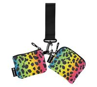 Chic Rainbow Leopard Print Dual Wristlet Portafogli per le Donne Dimensioni Compatte Borsa Della Moneta Portafoglio con Cerniera Tasca Monete per Le Donne 2 Confezioni estuches para tarjetas de