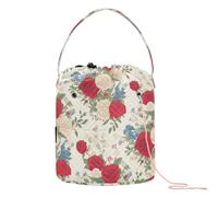 Chic Roses Floral Pattern Rosso Bianco Acquerello Crochet Tote Bag Crochet Storage Bag Borsa Portatile per Arte Fornitura Artigianato Storage Bag