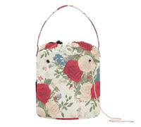 Chic Roses Motivo Floreale Rosso Bianco Acquerello Craft Bag Portatile Crochet Fornitura per Strumenti di Lavoro a Maglia Bolsa para hilos de tejer