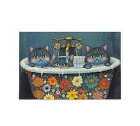 Chic Russian Blue Cats Retro Vasca da Bagno_4 Puzzle Puzzle in Legno per Adulti 1000 Pezzi
