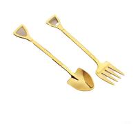 Chic - Set cucchiaio e forchetta in acciaio inox per cucina e cena gourmet (oro)