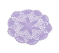 Chic - Set di sottobicchieri rotondi fatti a mano, in pizzo, 10 pezzi, per abbellire la tua sala da pranzo (viola)