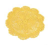 Chic - Set di sottobicchieri rotondi fatti a mano, in pizzo, 10 pezzi, per abbellire la tua sala da pranzo (giallo)
