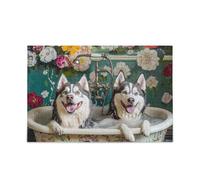 Chic Siberian Husky Dogs Vintage vasca da bagno puzzle puzzle in legno puzzle giochi divertenti per adulti 1000 pezzi