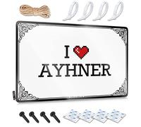 Chic Signs - Poster da parete rustico, con citazione divertente e divertente per auto, accessori in metallo antiruggine I Love Ayhner (30 x 40 cm)
