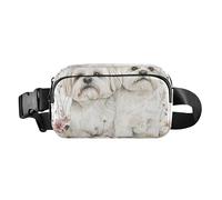 Chic Sika Deer - Marsupio a tracolla da uomo, grande capacità, con cinghia regolabile, per ciclismo, Mighty Maltese Dogs Bianco, 1 size