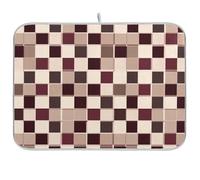 Chic Squares - Tappetino scolapiatti da cucina, colore: Borgogna neutro, tappetino assorbente da cucina, 40,6 x 45,7 cm