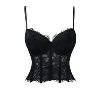 Chic Sweet Lace Camis Moda Canotta Basic Slim Crop Corsetto Sexy Bustier Summer Hotsweet Donna Vintage Top Ins(Black,M)