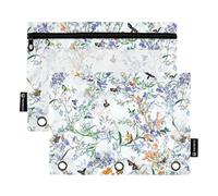 Chic Thyme - Astuccio portamatite a tre anelli, con cerniera, per bambini, ufficio, documenti, organizer