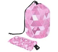 Chic - Trousse impermeabile da donna, spaziosa ed elegante, per organizzare prodotti di bellezza, triangolo rosa geometrico, Multicolore, 9.9x6.9in/25.2x17.6cm;6x3.5in/15.2x8.8cm