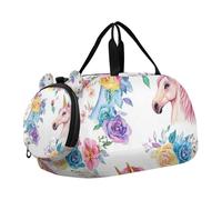 Chic Unicorns Flower Boy Gym Duffel Bag con scomparto per scarpe multifunzionale bagaglio a mano per pratica scolastica, sport, viaggi