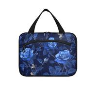 Chic Unique Rose Royal Blue appeso borse da viaggio per articoli da toeletta con gancio, designer borsa da barba impermeabile per gli uomini per adulti hotel bolso de mano para hombre M, Chic Unique