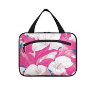 Chic Vintage Calla Lily Hot Pink e White Hanging kit da viaggio con gancio, design carino custodia per articoli da toeletta per crociera viaggio campeggio maletín para maquillaje L