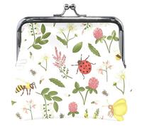 Chic Wild Flowers Bugs - Portamonete da donna con fibbia, con chiusura a bacio, piccolo portamonete, Chic Fiori Selvatici Insetti, classico