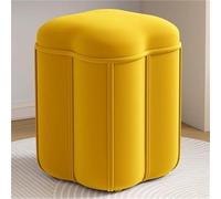 Chic Yellow Flower - Sgabello imbottito per trucco e poggiapiedi in flanella, elegante arredamento decorativo per soggiorno e camera da letto (30 x 30 x 37,1 cm)