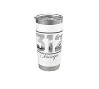 Chicago 312 Codice Area Skyline Illinois Vintage Bicchiere termico in acciaio inox doppia parete
