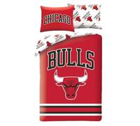 Chicago Bulls Copripiumino Singolo 140x200 + Federa Microfibra Rosso Bianco | Set lenzuola reversibile | Microfibra morbida asciugatura rapida Oeko-Tex | Licenza NBA | Regalo fans | Lavabile in lavatrice