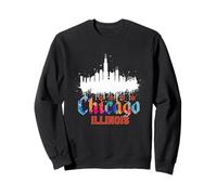 Chicago, Centro, Città, Orizzonte, colorito, Acquerello, Stile Felpa