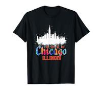 Chicago, Centro, Città, Orizzonte, colorito, Acquerello, Stile Maglietta