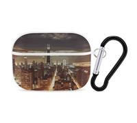 Chicago City AirPods Pro 2, custodia protettiva rigida antiurto per donne e uomini, compatibile con custodia Airpod Pro di 2a/1a generazione con portachiavi, bianco