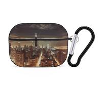 Chicago City AirPods Pro 2, custodia protettiva rigida antiurto per donne e uomini, compatibile con custodia Airpod Pro di 2a/1a generazione con portachiavi, nero