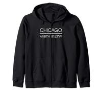 Chicago City Coordinate GPS Chicagoan Windy City Arte locale Felpa con Cappuccio