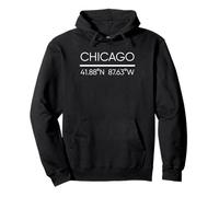 Chicago City Coordinate GPS Chicagoan Windy City Arte locale Felpa con Cappuccio