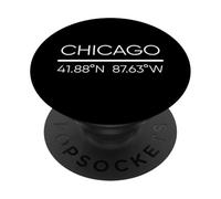 Chicago City Coordinate GPS Chicagoan Windy City Arte locale PopSockets PopGrip Adesivo