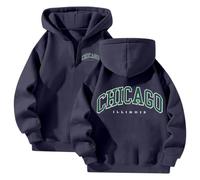 Chicago Felpa con cappuccio da donna 2025 con cappuccio Cool Pullover Outfits Workou Casual Sport Loose Fit Top Trendy Ladies Cartoon Cute Graphic Fashion Backwoods Goth Gothic con disegni, Marina