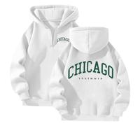 Chicago Felpa con cappuccio da donna 2025 con cappuccio Cool Pullover Outfits Workou Casual Sport Loose Fit Top Trendy Ladies Cartoon Cute Graphic Fashion Backwoods Goth Gothic con disegni, bianco