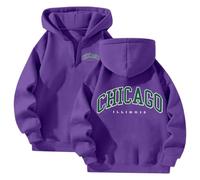 Chicago Felpa con cappuccio da donna 2025 con cappuccio Cool Pullover Outfits Workou Casual Sport Loose Fit Top Trendy Ladies Cartoon Cute Graphic Fashion Backwoods Goth Gothic con disegni, Viola