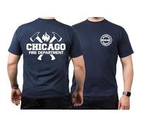 Chicago FIRE Dept. Axes and Flames, Navy T-Shirt, Blu, M