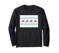 Chicago Flag Deep Dish Pizza Stelle Maglia a Manica