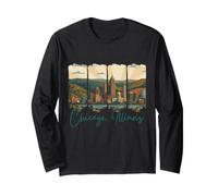 Chicago Illinois Brush Stroke Skyline Orgoglio Maglia a Manica