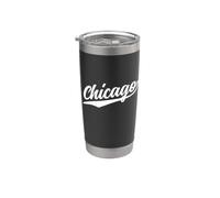 Chicago Illinois Cool Retro Script anni '70 testo bianco Bicchiere termico in acciaio inox doppia parete