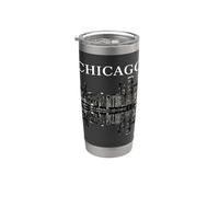 Chicago Illinois Skyline City Reflection Urban Bicchiere termico in acciaio inox doppia parete