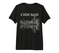 Chicago Illinois Skyline City Reflection Urban Maglietta Premium