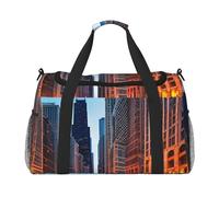 Chicago Illinois Usa Print Travel Hand Travel Bag Weekender Overnight Carry On Tote Borsa a tracolla pieghevole, nero, taglia unica, moderna