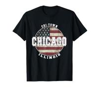 Chicago, Illinois, Vendemmia, Bandiera Americana Maglietta