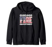 Chicago Illinois Vigili del Fuoco Bandiera Americana Vigile del Fuoco Felpa con Cappuccio