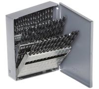 Chicago Latrobe Set di punte da trapano in acciaio ad alta velocità serie 150 con custodia in metallo, finitura in ossido nero, punta convenzionale a 118 gradi, dimensione del filo, 60 pezzi, #60 - #1