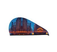 Chicago Night SamLng Coral Velvet Dry Hair Cap - Perfetto per casa, viaggi, feste in piscina, spiaggia, bagni e molto altro ancora