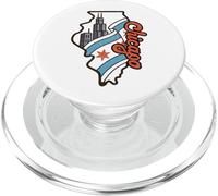 Chicago, orizzonte, e, bandiera, dentro, illinois, mappa, retro, viaggio PopSockets PopGrip per MagSafe