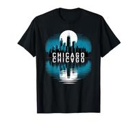 Chicago, Orizzonte, Urbano, riflesso, Arte, Stile Minimalista Maglietta