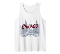 Chicago, Paesaggio Urbano, Illustrazione, con, Grassetto, Dipinto, Testo Canotta