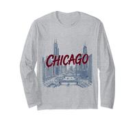 Chicago, Paesaggio Urbano, Illustrazione, con, Grassetto, Dipinto, Testo Maglia a Manica